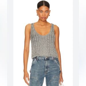 Free People Charcoal Cable Knit Tank Top Size S
